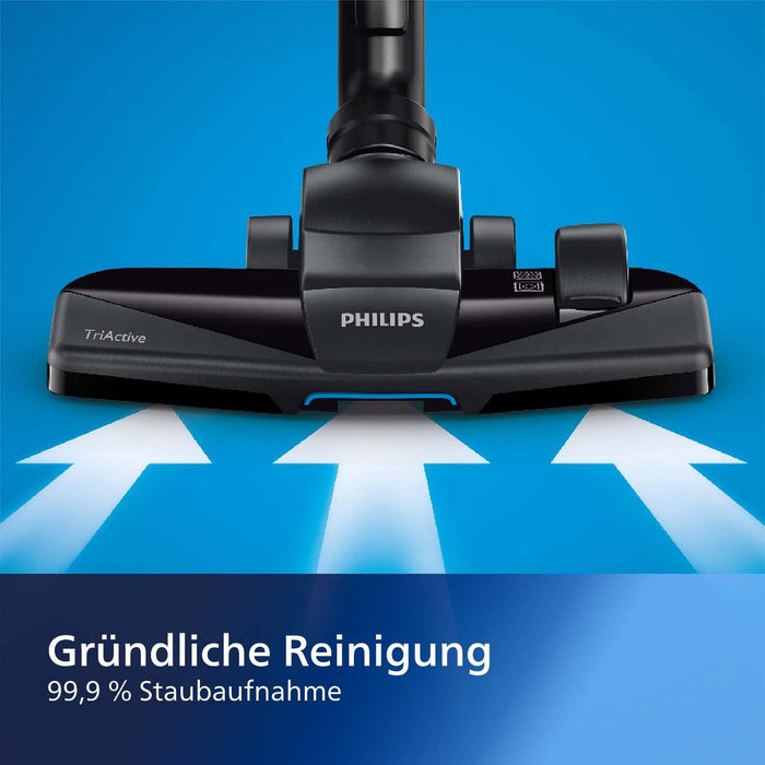 Philips Domestic Appliances Performer Kompaktstaubsauger mit Beutel Serie 3000, 99,9% Staubaufnahme, 900 W, Allergiefilter, Blau, 3 Liter