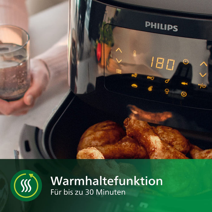 Philips Essential Airfryer XL - 6.2L, Fritteuse ohne Öl, Rapid Air Heißlufttechnologie, Touchscreen, NutriU App mit Rezepten
