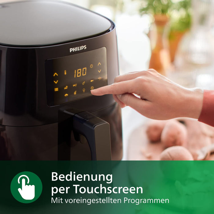 Philips Essential Airfryer – 4.1L, Fritteuse ohne Öl, Rapid Air Heißlufttechnologie, NutriU App mit Rezepten, Touchscreen