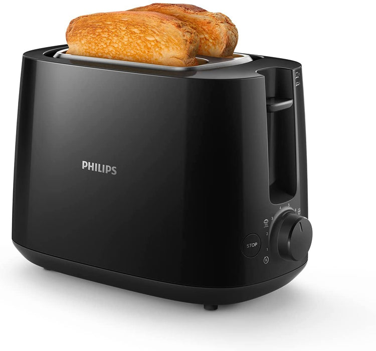 Philips Toaster – 2 Toastschlitze, 8 Stufen, Brötchenaufsatz, Auftaufunktion, Liftfunktion, Abschaltautomatik, schwarz 