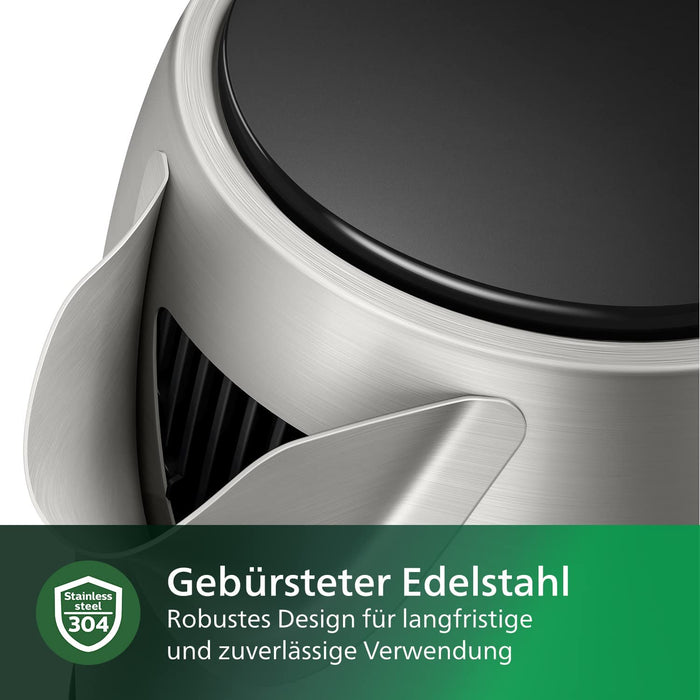 Philips Wasserkocher – 1.7 L Fassungsvermögen mit Kontrollanzeige, Edelstahl, Pirouettenbasis