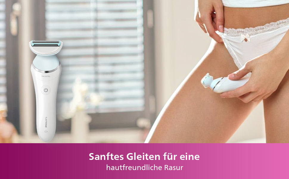 Philips elektrischer Nass- und Trockenrasierer - inkl. 2 Zubehörteile, federnde Scherfolie für eine sanfte, gleichmäßige Rasur