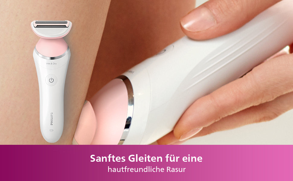 Philips elektrischer Nass- und Trockenrasierer - inkl. 4 Zubehörteile, federnde Scherfolie für eine sanfte, gleichmäßige Rasur