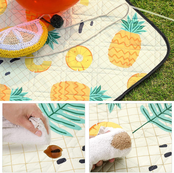 Picknickdecke, 200 x 200 cm große Stranddecke, Campingdecke, wasserdichte Unterseite, maschinenwaschbar, faltbar, für Garten, Park, Strand, Camping