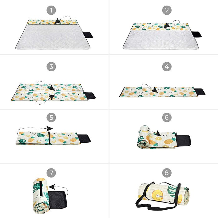 Picknickdecke, 200 x 200 cm große Stranddecke, Campingdecke, wasserdichte Unterseite, maschinenwaschbar, faltbar, für Garten, Park, Strand, Camping