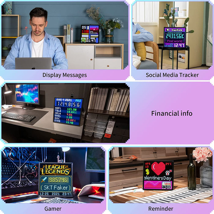 Pixoo-64 WiFi Pixel Art Display mit einem 64x64 LED-Panel, einzigartige Beleuchtungsdekoration mit App-Steuerung