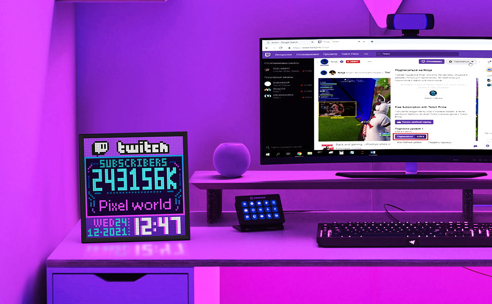 Pixoo-64 WiFi Pixel Art Display mit einem 64x64 LED-Panel, einzigartige Beleuchtungsdekoration mit App-Steuerung