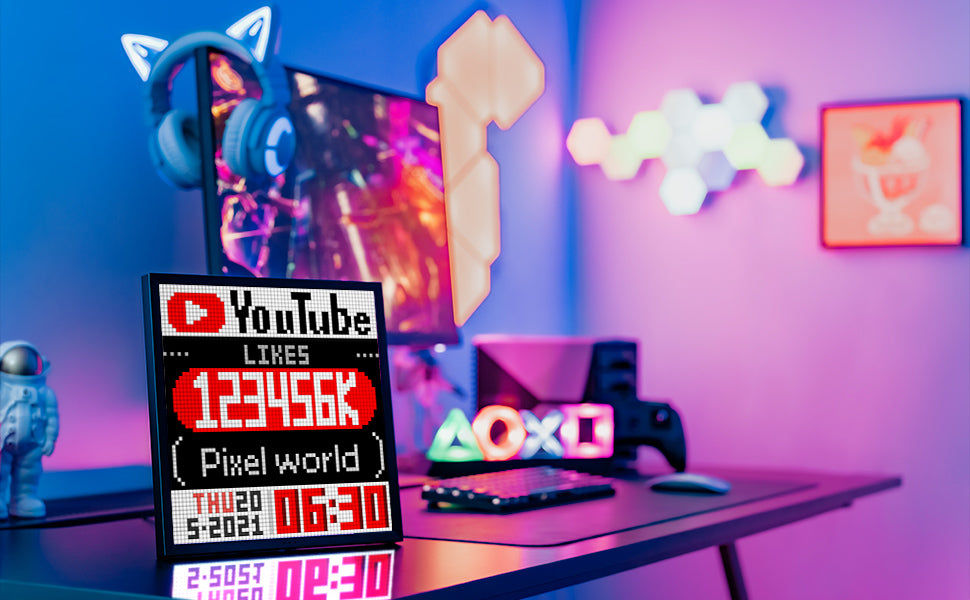 Pixoo-64 WiFi Pixel Art Display mit einem 64x64 LED-Panel, einzigartige Beleuchtungsdekoration mit App-Steuerung