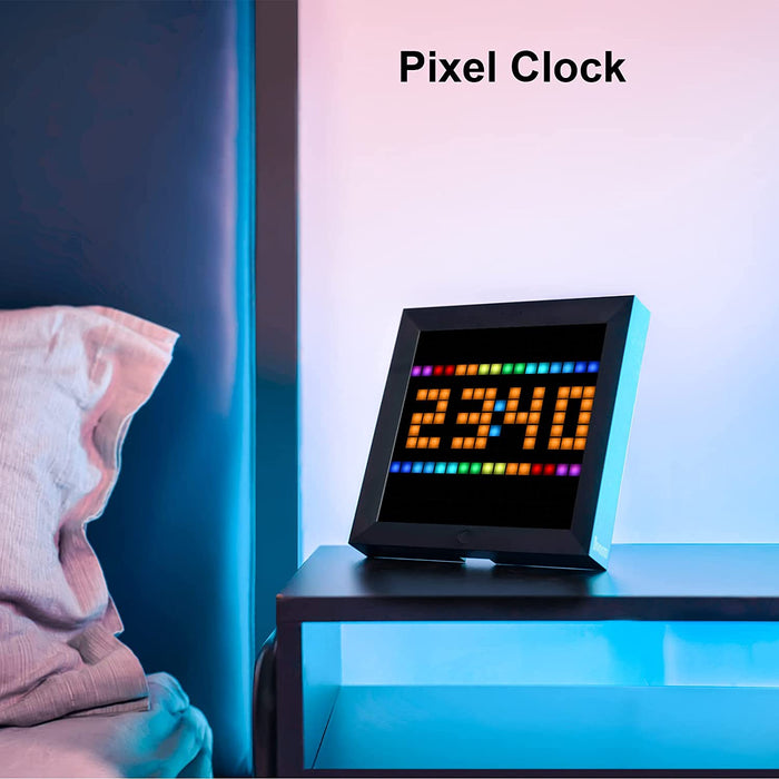 Pixoo Pixel Art Digitaler Bilderrahmen, Programmierbares 16 * 16 RGB LED Panel, Smart Clock mit Social Media Benachrichtigung, 7.18 Zoll Home Dekor 