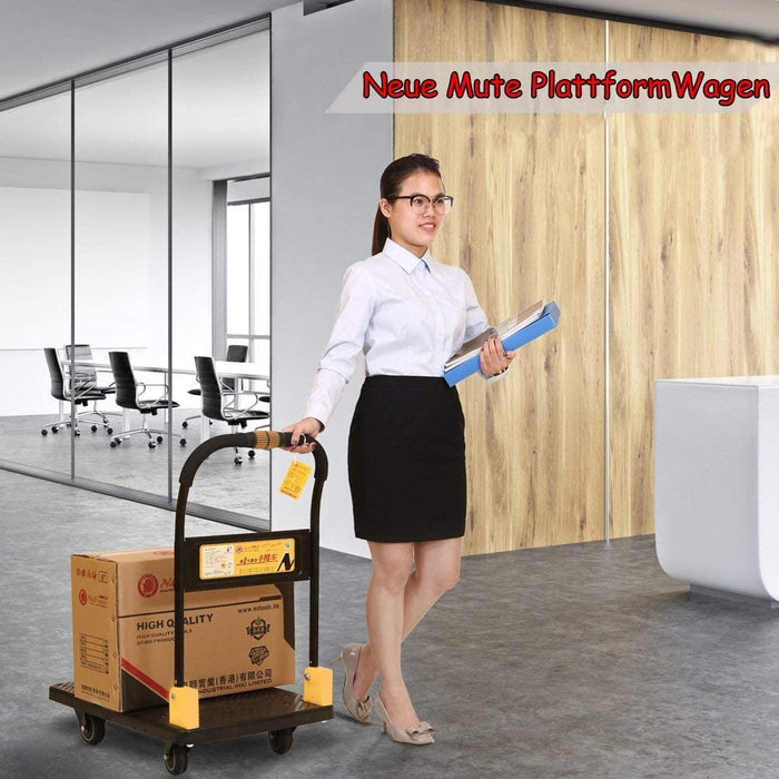 Plattformwagen Transportwagen Schwerlast 350KG Einhändig Falten LKW Cart mit Mute Wheels Plattform-Trolley