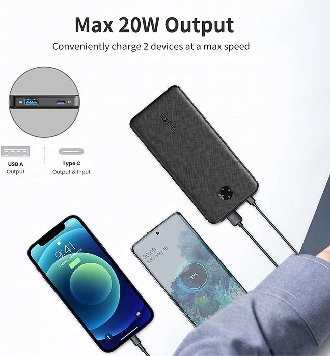 Powerbank 10000mAh, SIXTHGU PD 20W Externer Akku USB-C, Power Bank mit Dual Ausgänge 3A，Schnellladung Tragbares Ladegerät
