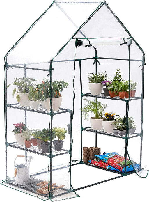 Premium Garten Gewächshaus Foliengewächshaus mit Bodenhaken, 6 Etagen & Robuster Plane - Wetterfest, Stabil & Einfach zu Montieren - 195x143x73cm