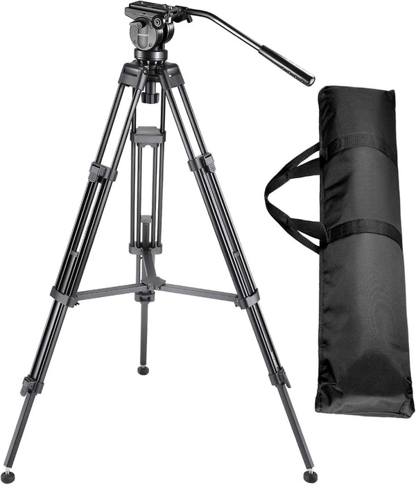 Professionell Aluminiumlegierung Video Kamera Stativ mit 360 Grad Fluid Drag Kopf, Belastbarkeit bis zu 6 Kilogramm, 155 cm