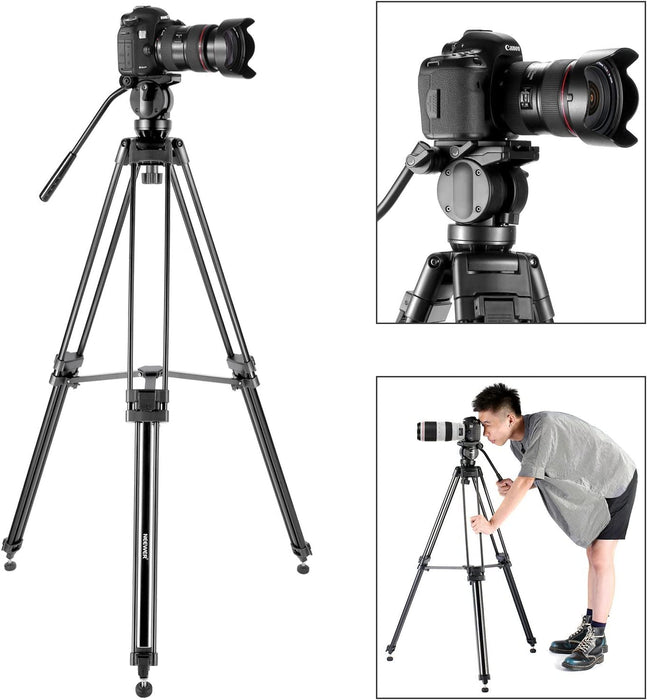 Professionell Aluminiumlegierung Video Kamera Stativ mit 360 Grad Fluid Drag Kopf, Belastbarkeit bis zu 6 Kilogramm, 155 cm