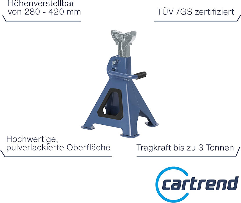 Profi Unterstellbock, 2 Tonnen Tragkraft, für Arbeiten unter dem Fahrzeug, höhenverstellbar von 226 mm bis 420 mm