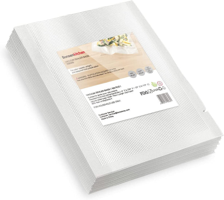 Profi Vakuumbeutel, 100 Beutel 16x23cm Vakuumierbeutel für alle Vakuumierer & Lebensmittel Vakuumiergerät, BPA-frei Kochfest und Sous Vide