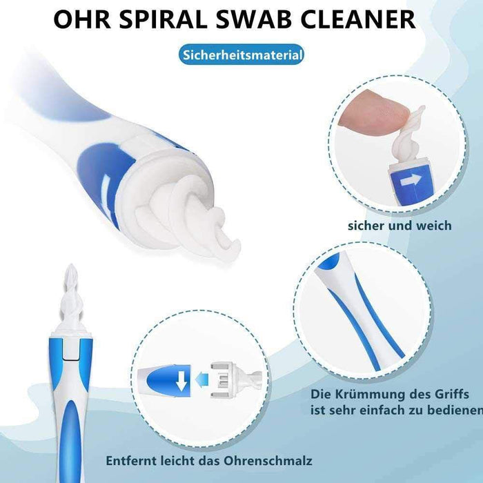 Q-Grip Ohrenschmalz entferner, Upgraded Spiral Tupfer Ohrenschmalz-Entferner Kit Ohrenreiniger mit 16 Ersatzköpfe, sichere Ohrenschmalz-Entfernung 