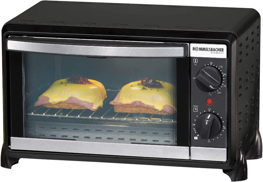 ROMMELSBACHER Kleinbackofen "Speedy" - 10 Liter Backraum, 2 Quarzheizelemente, Temperatur von 80 - 230 °, Ober-/Unterhitze, Zeitschaltuhr