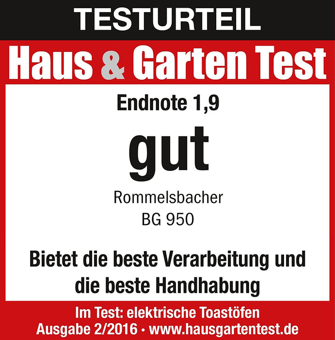 ROMMELSBACHER Kleinbackofen "Speedy" - 10 Liter Backraum, 2 Quarzheizelemente, Temperatur von 80 - 230 °, Ober-/Unterhitze, Zeitschaltuhr
