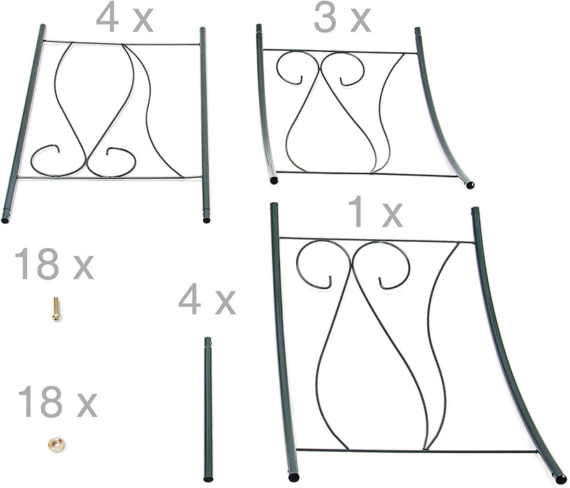Rankbogen Rosen 233 x 153 x 39 cm HxBxT, Metall Rosenbogen, wetterfeste Rankhilfe mit Verzierung, dunkelgrün