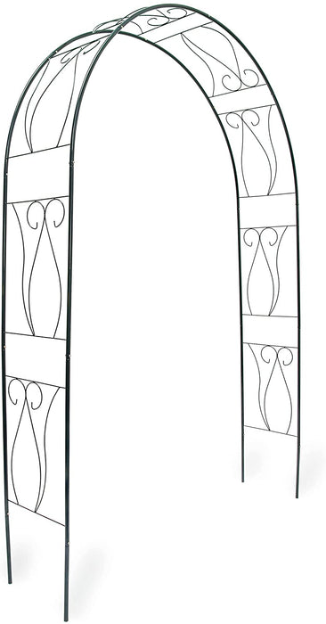 Rankbogen Rosen 233 x 153 x 39 cm HxBxT, Metall Rosenbogen, wetterfeste Rankhilfe mit Verzierung, dunkelgrün