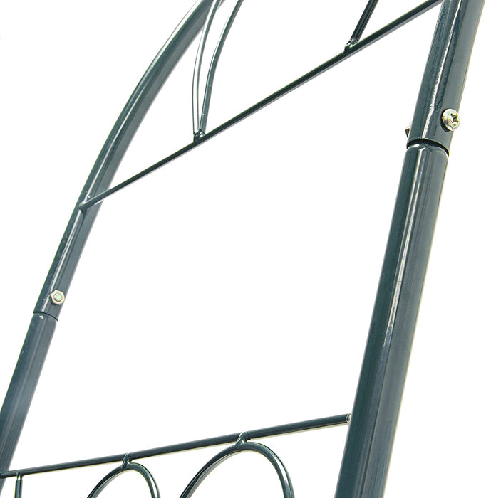 Rankbogen Rosen 233 x 153 x 39 cm HxBxT, Metall Rosenbogen, wetterfeste Rankhilfe mit Verzierung, dunkelgrün