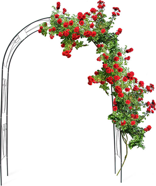 Rankbogen Rosen 233 x 153 x 39 cm HxBxT, Metall Rosenbogen, wetterfeste Rankhilfe mit Verzierung, dunkelgrün