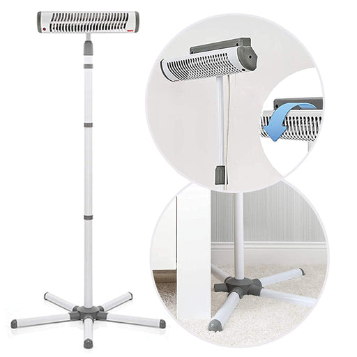 Reer Wickeltischstrahler EasyHeat Flex, Heizstrahler mit Standfuß, Wärmelampe fürs Baby, kompaktes Design, 1 Stück, weiß