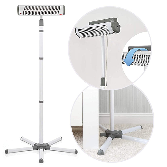 Reer Wickeltischstrahler EasyHeat Flex, Heizstrahler mit Standfuß, Wärmelampe fürs Baby, kompaktes Design, 1 Stück, weiß