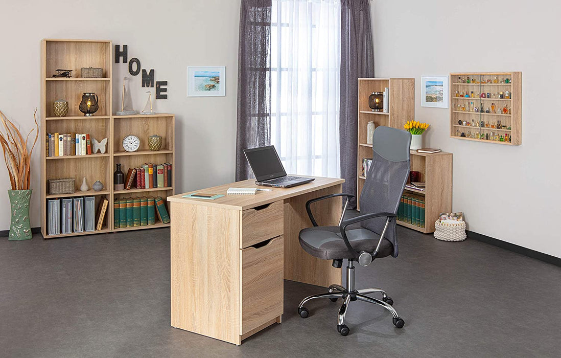 Regal Bücherregal mit 3 Fächern Standregal Holzregal in Sonoma-Eiche Nachbildung, Natur, 60 x 30 x 110 cm