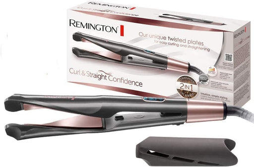 Remington Glätteisen & Lockenstab - Curl&Straight Confidence 2in1 Multistyler [Upgrade] (geschwungene Stylingplatten zum Glätten, Locken & Wellen)