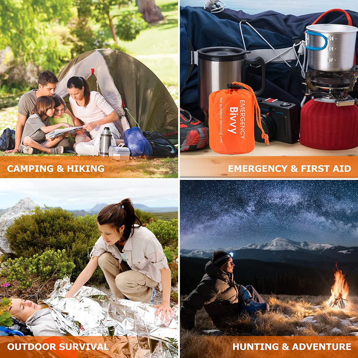 Rettungsdecke 2 Stück Biwaksack Notfall Wasserdicht Survival Schlafsack Erste Hilfe Wärmedecke Schutzdecke Notfalldecke Ultraleicht Hitzeabweisend 