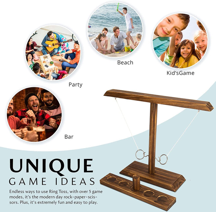 Ringwurfspiel Aus Holz,Toss Haken und Ring Spiel,Hooks and Ring Toss,Ring Toss Hook und Ring Indoor,Premium Party Wurfspiele Spiel für Family Bar Fun 