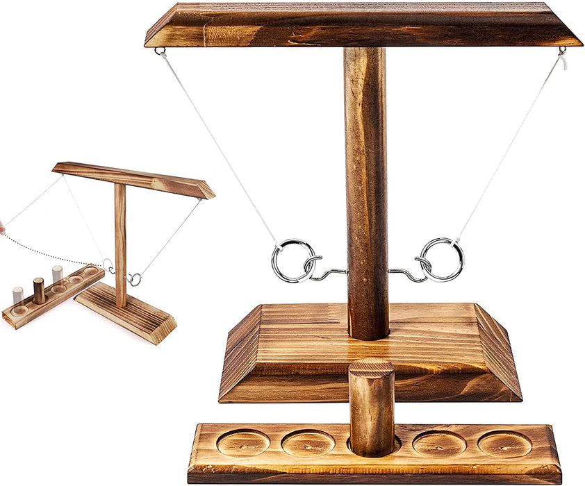 Ringwurfspiel Aus Holz,Toss Haken und Ring Spiel,Hooks and Ring Toss,Ring Toss Hook und Ring Indoor,Premium Party Wurfspiele Spiel für Family Bar Fun 