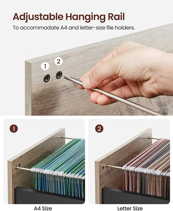 Rollcontainer, Aktenschrank mit 2 Schubladen, mobiler Büroschrank mit Rädern, offenes Fach, Hängeregistratur, Stahlgestell, Industrie-Design