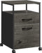 Rollcontainer, Aktenschrank mit 2 Schubladen, mobiler Büroschrank mit Rädern, offenes Fach, Hängeregistratur, Stahlgestell, Industrie-Design