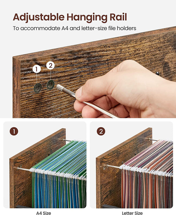 Rollcontainer, Aktenschrank mit 2 Schubladen, mobiler Büroschrank mit Rädern, offenes Fach, Hängeregistratur, Stahlgestell, Industrie-Design