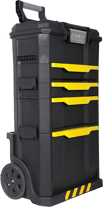 Rollende Werkstatt aus Metall-Kunststoff – Werkzeugwagen leer mit 3 modularen Einheiten – Vielseitige Werkzeugbox für Kleinteile und große Werkzeuge