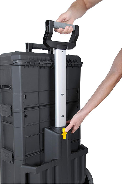 Rollende Werkstatt aus Metall-Kunststoff – Werkzeugwagen leer mit 3 modularen Einheiten – Vielseitige Werkzeugbox für Kleinteile und große Werkzeuge