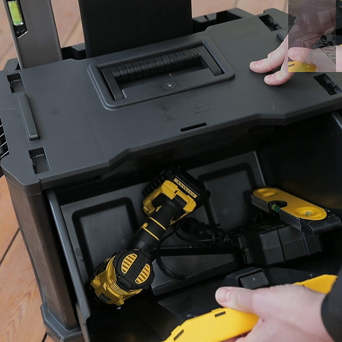 Rollende Werkstatt aus Metall-Kunststoff – Werkzeugwagen leer mit 3 modularen Einheiten – Vielseitige Werkzeugbox für Kleinteile und große Werkzeuge