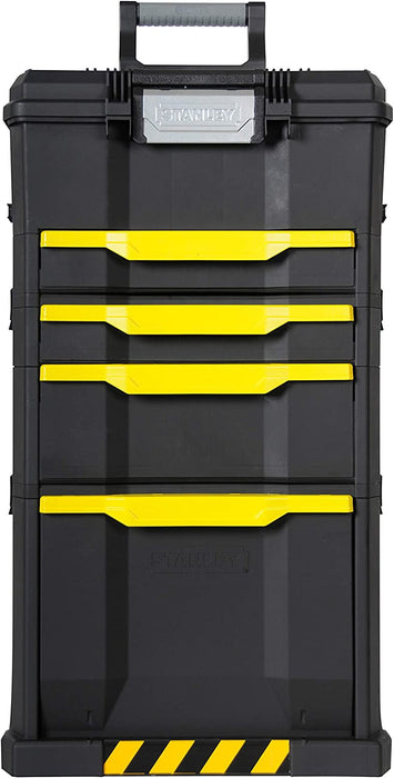 Rollende Werkstatt aus Metall-Kunststoff – Werkzeugwagen leer mit 3 modularen Einheiten – Vielseitige Werkzeugbox für Kleinteile und große Werkzeuge