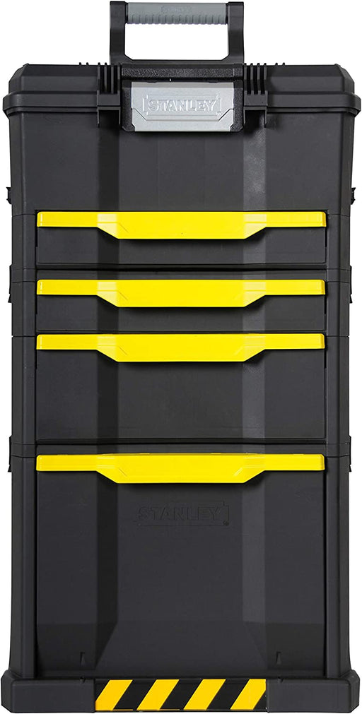 Rollende Werkstatt aus Metall-Kunststoff – Werkzeugwagen leer mit 3 modularen Einheiten – Vielseitige Werkzeugbox für Kleinteile und große Werkzeuge