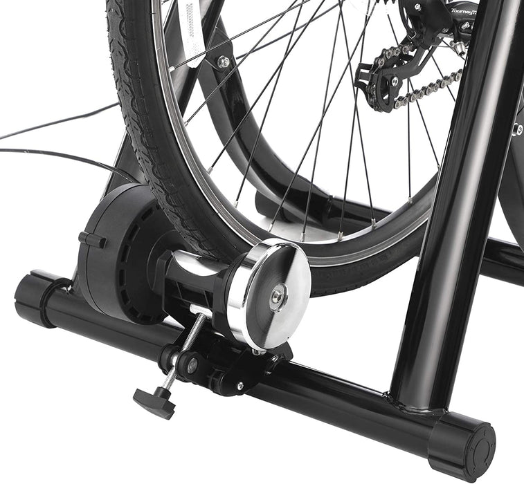 Rollentrainer, magnetischer Fahrrad-Widerstandstrainer mit geräuschreduzierendem Rad, klappbar, zur einfachen Aufbewahrung, schwarz