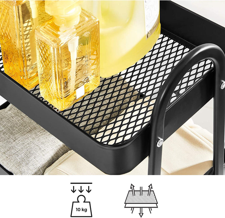 Rollwagen mit 3 Ebenen, Servierwagen aus Metall, Küchenwagen, Küchenregal mit Griffen, 2 Bremsen, einfacher Aufbau, für Malutensilien, Schlafzimmer