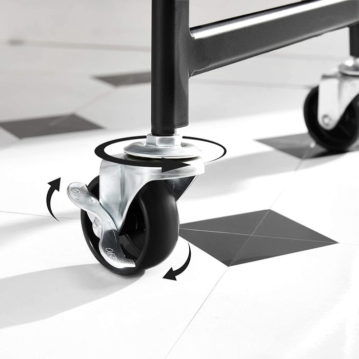 Rollwagen mit 3 Ebenen, Servierwagen aus Metall, Küchenwagen, Küchenregal mit Griffen, 2 Bremsen, einfacher Aufbau, für Malutensilien, Schlafzimmer