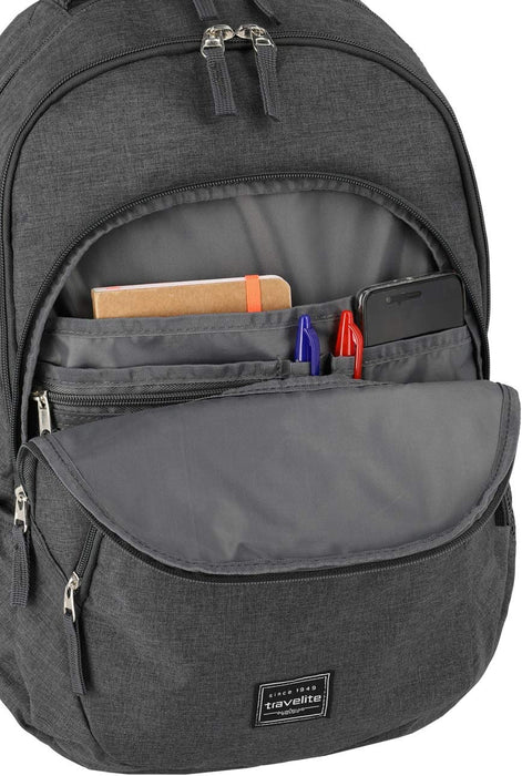 Rucksack Handgepäck mit Laptop Fach 15,6 Zoll, Gepäck Serie BASICS Daypack Melange: Modischer Rucksack in Melange Optik, 45 cm, 22 Liter, anthrazit (grau)