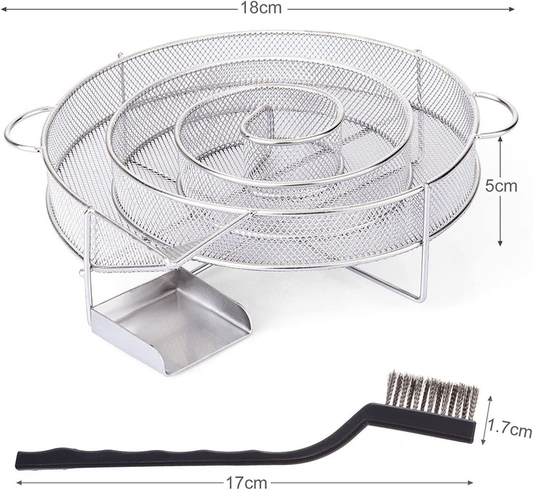Rund Rauchgenerator Edelstahl Kaltraucherzeuger Kaltrauchgenerator für Kugelgrill Smoker und Räucherofen (Mehrweg)