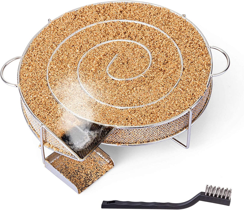 Rund Rauchgenerator Edelstahl Kaltraucherzeuger Kaltrauchgenerator für Kugelgrill Smoker und Räucherofen (Mehrweg)