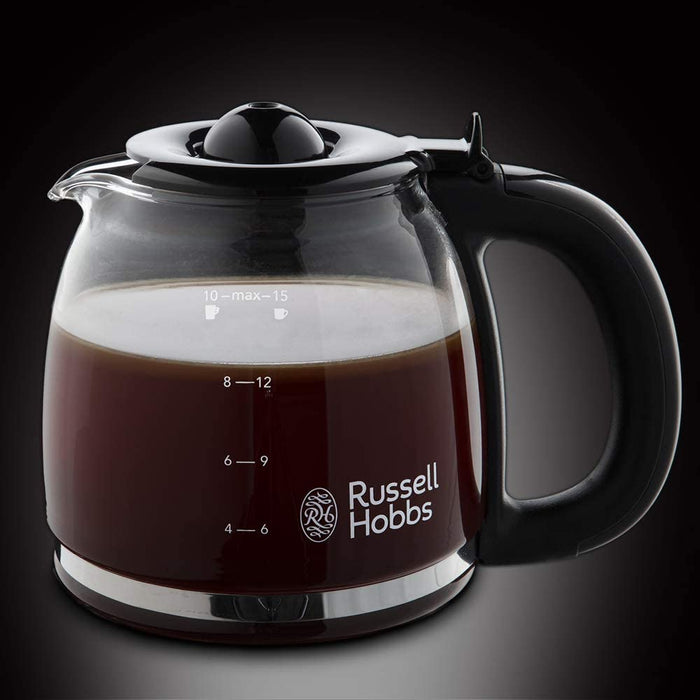 Russell Hobbs Digitale Kaffeemaschine Colours+ rot, programmierbarer Timer, 1,25l Glaskanne, bis 10 Tassen, Warmhalteplatte, Abschaltautomatik