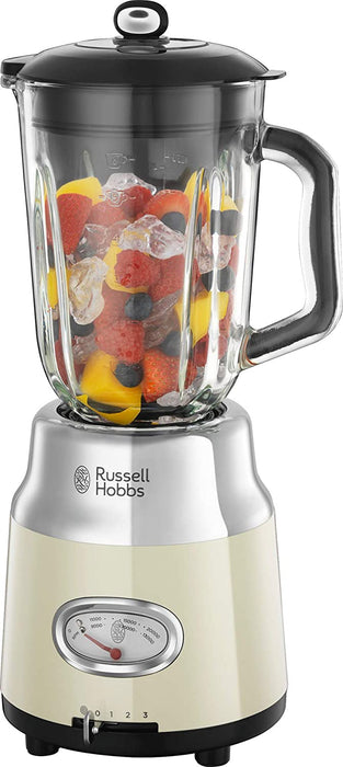 Russell Hobbs Glas-Standmixer Retro creme, Retro-Anzeige,20.000 U/min,1.1 PS-Motor, Impulse-/Ice-Crush-Funktion, 1.5l Glasbehälter, Edelstahl